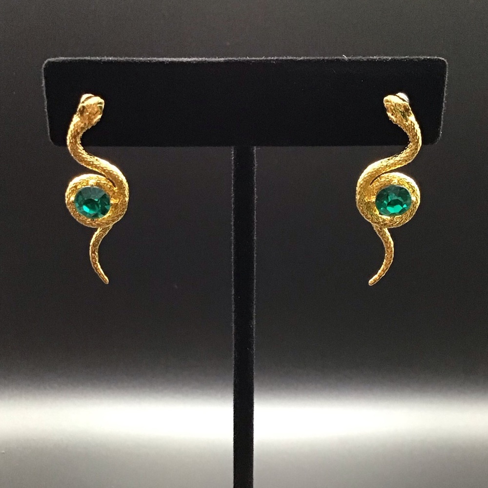 Snakes with Rhinestones Earrings - Picture 2 of 3
